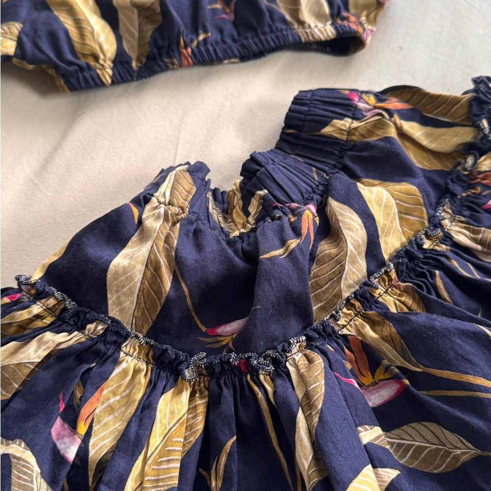 Rangel Blue and Gold Matching Set Chic Crop Top and Skirt 4T - Picture 2 of 7